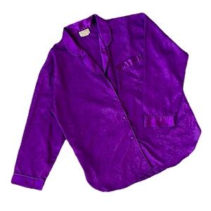 Elegant Satin Pajama Top in Rich Purple